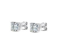 PVUVTNAHW Orecchini a bottone in argento sterling 925 con moissanite da 2 carati for donna, orecchini con diamanti taglio Asscher, gioielli scintillanti