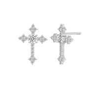 PVUVTNAHW Orecchini a bottone in moissanite da 0,1 carati con croce splendente in argento S925, perfetti for feste di matrimonio e anniversari