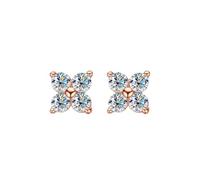 PVUVTNAHW Orecchini a bottone rotondi con moissanite D VVS1 for donna e uomo, 4 pietre, classici orecchini in argento Sterling S925(Rose gold)