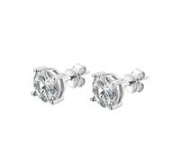 PVUVTNAHW Orecchini a bottone rotondi in argento sterling 925 con vera moissanite color D da 8 mm, nuovi for gioielli da sposa da donna.(Silver)