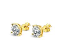 PVUVTNAHW Orecchini a bottone rotondi in argento sterling 925 con vera moissanite color D da 8 mm, nuovi for gioielli da sposa da donna.(Gold)
