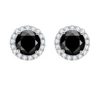 PVUVTNAHW Orecchini a bottone rotondi neri con moissanite da 0,8 ct, brillanti, for donne, regalo di fidanzamento, gioielli in argento 925