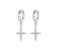 PVUVTNAHW Orecchini a cerchio con croce in argento sterling 925, con zirconi cubici, for donna