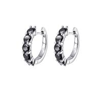 PVUVTNAHW Orecchini a cerchio in argento sterling 925 con vera moissanite da 2 carati for donna, scintillanti, regalo for feste di nozze(Svart)