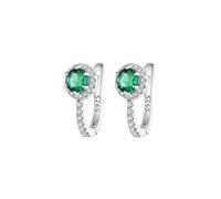 PVUVTNAHW Orecchini a cerchio in argento sterling 925 placcati in platino con zirconi cubici verdi e orecchini Huggie rotondi solitari