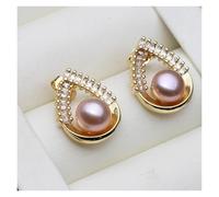 PVUVTNAHW Orecchini a forma di cuore con perle naturali, placcati in oro, orecchini a bottone con perle d'acqua dolce for donna(Purple)