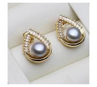 PVUVTNAHW Orecchini a forma di cuore con perle naturali, placcati in oro, orecchini a bottone con perle d'acqua dolce for donna(Gray)