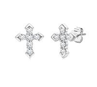 PVUVTNAHW Orecchini a lobo con croce di moissanite, unisex, in argento sterling 925, 1 carato, colore D, VVS1.