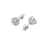 PVUVTNAHW Orecchini a perno con otto griffe in argento sterling 925 con vera moissanite da 2 carati, for donna, scintillanti gioielli da sposa e da festa.(Silver)