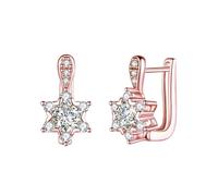 PVUVTNAHW Orecchini a stella in moissanite con taglio rotondo da 4,5 mm, gioielli in argento 925 for le donne, festa di nozze(Rose)