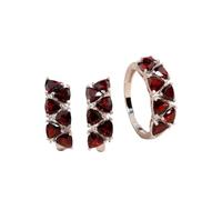 PVUVTNAHW Orecchini ad anello con gemma naturale di granato del Mozambico, set di gioielli pregiati da donna in argento sterling 925(5)