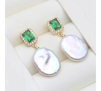PVUVTNAHW Orecchini di perle barocche naturali di grandi dimensioni, orecchini di perle pendenti placcati in oro, gioielli for donne(White)