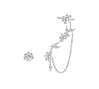 PVUVTNAHW Orecchini in argento con fiori in fiore, orecchini in argento sterling 925 asimmetrici con zirconi trasparenti for donna