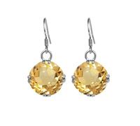 PVUVTNAHW Orecchini in argento sterling 925 alla moda, grandi orecchini da sposa for le spose, gioielli con pietre preziose citrine