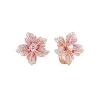 PVUVTNAHW Orecchini in argento sterling 925 con fiore di giglio in pietra blu rosa scintillante, chiusura a scatto for donna(Pink Sapphire)
