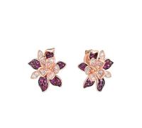 PVUVTNAHW Orecchini in argento sterling 925 con rubino creato scintillante e zaffiro rosa a forma di fiore for donna
