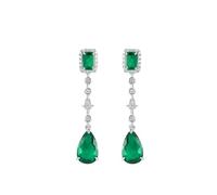 PVUVTNAHW Orecchini in argento sterling 925 con smeraldo creato da 7 carati for donna, orecchini con diamanti ad alto tenore di carbonio, gioielleria raffinata(Style 7)