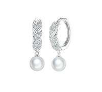 PVUVTNAHW Orecchini in argento sterling 925 con zirconi cubici brillanti e perle di grano, orecchini da donna