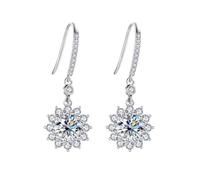 PVUVTNAHW Orecchini pendenti con moissanite color girasole da 1 carato, orecchini a gancio a forma di fiore in argento sterling 925, for donna