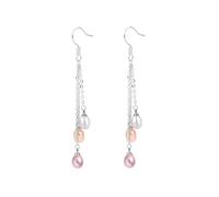 PVUVTNAHW Orecchini pendenti con perle d'acqua dolce bianche multicolori, orecchini vintage in argento 925 con perle for donna(Multicolor)