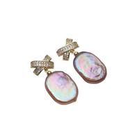 PVUVTNAHW Orecchini pendenti con perle d'acqua dolce naturali, orecchini con perle barocche placcate in oro for donna(Purple)