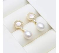 PVUVTNAHW Orecchini pendenti con perle d'acqua dolce naturali, orecchini pendenti alla moda in argento sterling 925 con perle for donna(White)