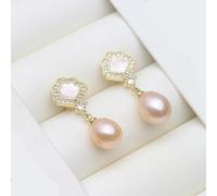 PVUVTNAHW Orecchini pendenti con perle d'acqua dolce naturali, orecchini pendenti alla moda in argento sterling 925 con perle for donna(Pink)