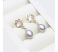 PVUVTNAHW Orecchini pendenti con perle d'acqua dolce naturali, orecchini pendenti alla moda in argento sterling 925 con perle for donna(Gray)