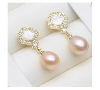 PVUVTNAHW Orecchini pendenti con perle d'acqua dolce, orecchini di tendenza con perle naturali for donna(Pink)