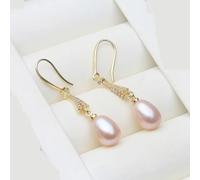 PVUVTNAHW Orecchini pendenti con perle d'acqua dolce, placcati in oro, con perle naturali, for donna(Purple)