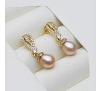 PVUVTNAHW Orecchini pendenti con perle naturali, gioielli carini, orecchini di perle d'acqua dolce Boho, fidanzamento(Pink)