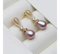 PVUVTNAHW Orecchini pendenti con perle naturali, gioielli carini, orecchini di perle d'acqua dolce Boho, fidanzamento(Purple)