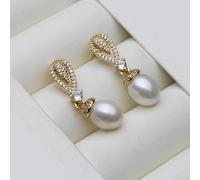 PVUVTNAHW Orecchini pendenti con perle naturali, gioielli carini, orecchini di perle d'acqua dolce Boho, fidanzamento(White)