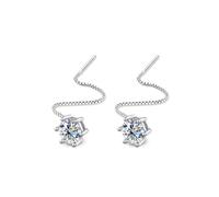 PVUVTNAHW Orecchini pendenti in argento sterling 925 con moissanite 2 carati per donna, lunghi nappine, gioielli di lusso per festa di nozze, Taglia unica, Agata