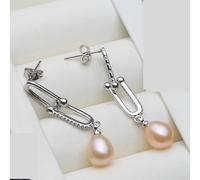 PVUVTNAHW Orecchini pendenti in perle d'acqua dolce bianche, rosa, viola, grigie e nere, graziosi orecchini in argento sterling con perle for donna(Pink)