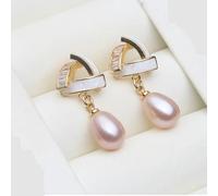 PVUVTNAHW Orecchini pendenti in perle d'acqua dolce bianche, rosa, viola, nere e grigie, graziosi orecchini pendenti in perle for donna(Pink)