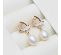 PVUVTNAHW Orecchini pendenti in perle d'acqua dolce bianche, rosa, viola, nere e grigie, graziosi orecchini pendenti in perle for donna(White)