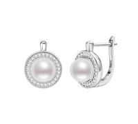 PVUVTNAHW Orecchini vintage con cerchi in moissanite da 7 mm, perle d'acqua dolce, argento sterling 925, gioielli da sposa for donna(White)