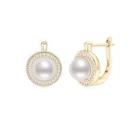 PVUVTNAHW Orecchini vintage con cerchi in moissanite da 7 mm, perle d'acqua dolce, argento sterling 925, gioielli da sposa for donna(Yellow)