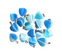PVUVTNAHW Pendenti con ciondoli a forma di cuore in onice a strisce naturali da 30 pezzi da 20 mm for la creazione di gioielli(Blue)