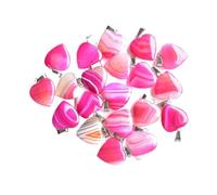 PVUVTNAHW Pendenti con ciondoli a forma di cuore in onice a strisce naturali da 30 pezzi da 20 mm for la creazione di gioielli(Rose red)