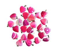 PVUVTNAHW Pendenti con ciondoli a forma di cuore in onice a strisce rosse rosa da 36 mm da 20 mm for la creazione di gioielli