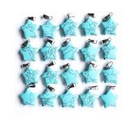 PVUVTNAHW Pendenti con ciondoli a forma di stella di agata striata in pietra naturale assortiti da 50 pz/lotto for la creazione di gioielli fai da te(Turquoise)