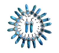 PVUVTNAHW Pendenti con ciondoli Chakra a forma di proiettile in onice blu a strisce da 24 pezzi for la creazione di gioielli