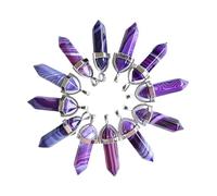 PVUVTNAHW Pendenti con ciondoli Chakra punto forma pilastro viola striscia onice 24 pezzi for la creazione di gioielli