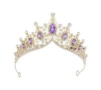 PVUVTNAHW Piccoli diademi e corone, diadema con Strass, for la Principessa Nuziale, Corona Nuziale, Gioielli for Capelli, Accessori for Feste di Compleanno(Gold Purple)