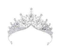 PVUVTNAHW Piccoli diademi e corone, diadema con Strass, for la Principessa Nuziale, Corona Nuziale, Gioielli for Capelli, Accessori for Feste di Compleanno(Silver White)