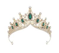 PVUVTNAHW Piccoli diademi e corone, diadema con Strass, for la Principessa Nuziale, Corona Nuziale, Gioielli for Capelli, Accessori for Feste di Compleanno(Gold Green)