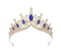 PVUVTNAHW Piccoli diademi e corone, diadema con Strass, for la Principessa Nuziale, Corona Nuziale, Gioielli for Capelli, Accessori for Feste di Compleanno(Gold Blue)