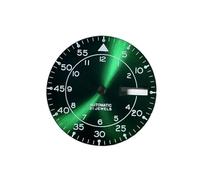 PVUVTNAHW Quadrante da 28,5 mm Sunburst Blue Lume Vintage Doppia finestra Data Modificato Parti di orologi compatibili for il movimento NH35/NH36(Green)